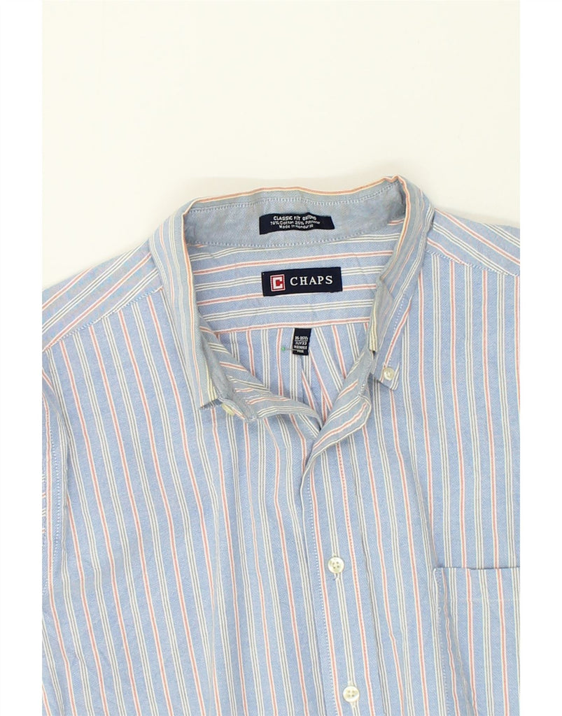 CHAPS Mens Oxford Classic Fit Shirt Size 16 1/2 Large Blue Striped Cotton | Vintage Chaps | Thrift | Second-Hand Chaps | Used Clothing | Messina Hembry 