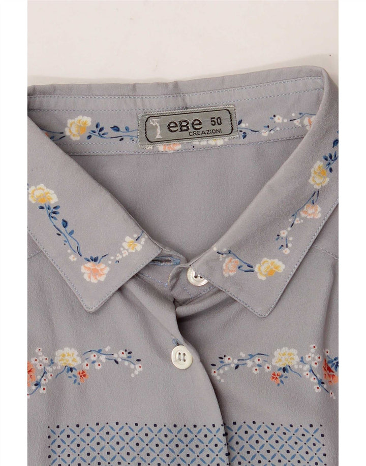 Vintage Womens Shirt Blouse IT 50 XL Blue Floral