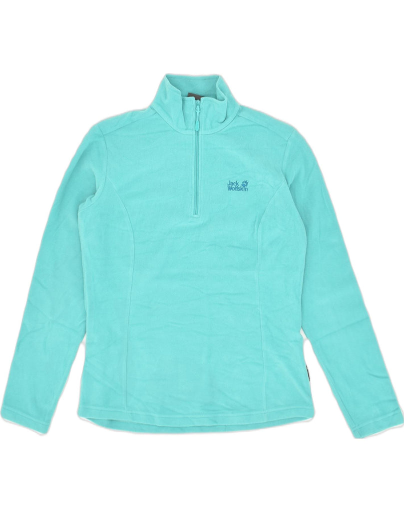 JACK WOLFSKIN Womens Zip Neck Fleece Jumper UK 12 Medium Turquoise | Vintage Jack Wolfskin | Thrift | Second-Hand Jack Wolfskin | Used Clothing | Messina Hembry 