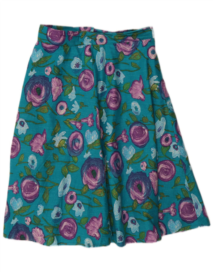 VINTAGE Womens A-Line Skirt W28 Medium Blue Floral