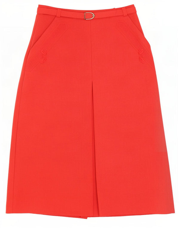 Vintage Womens High Waist Midi Skirt IT 46 Large W28 Red Viscose
