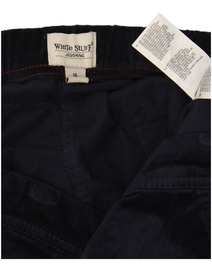 WHITE STUFF Womens Velvet Casual Trousers UK 16 Large W32 L30 Navy Blue