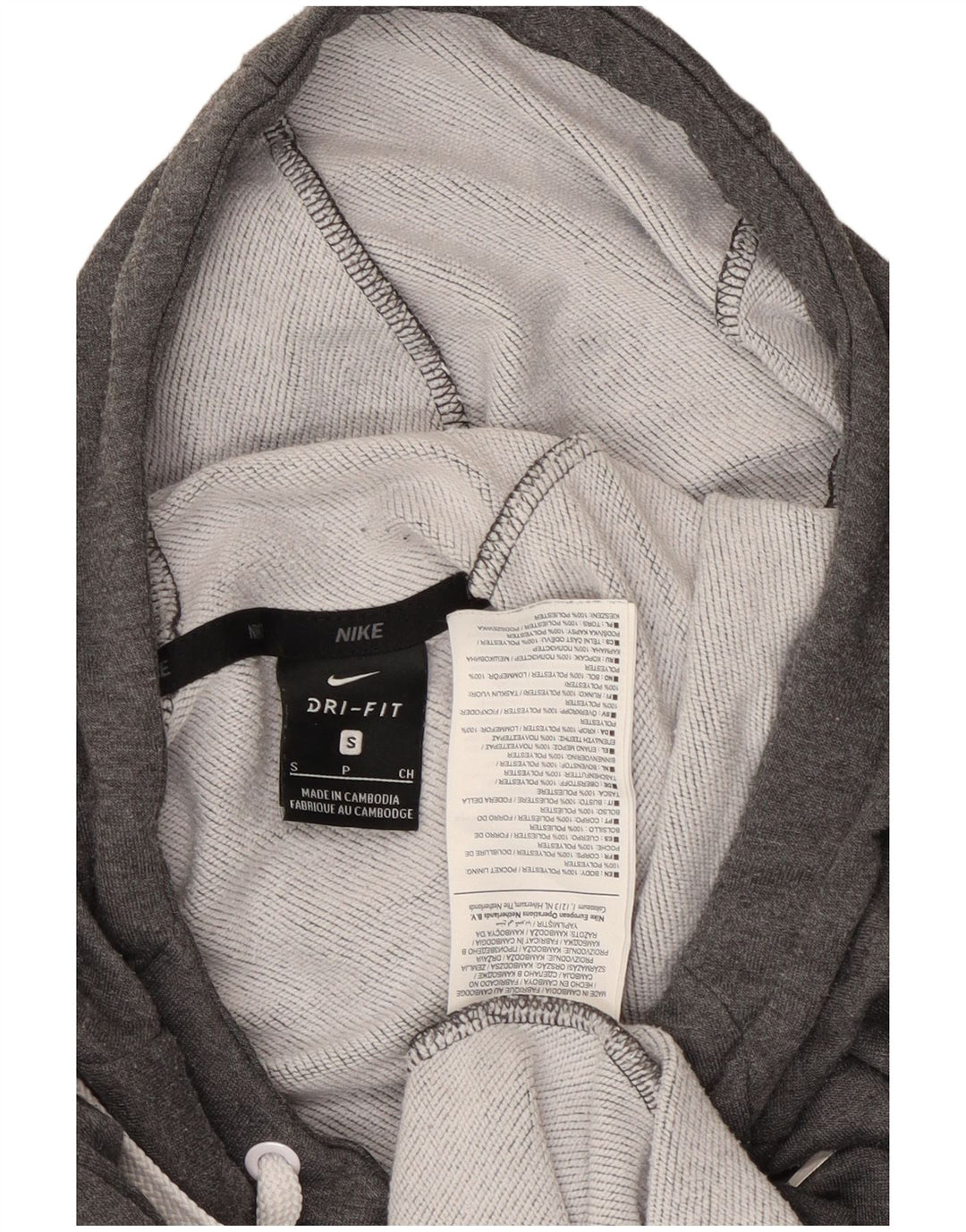 Nike Mens Dri Fit Graphic Hoodie Jumper Small Grey Polyester