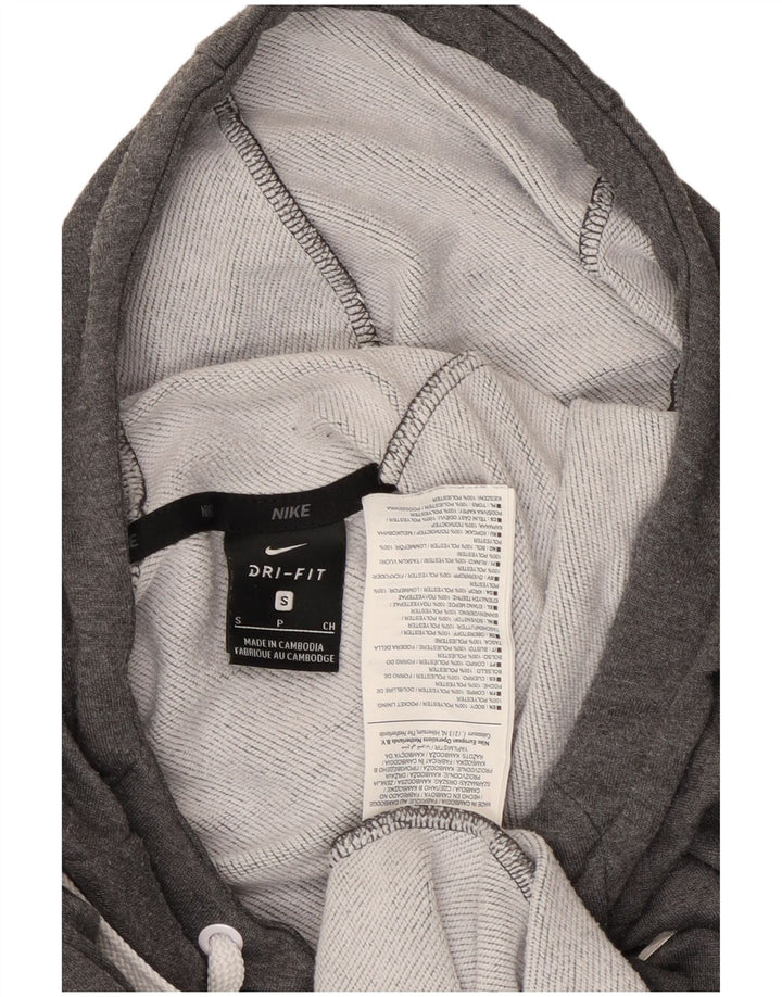 Nike Mens Dri Fit Graphic Hoodie Jumper Small Grey Polyester