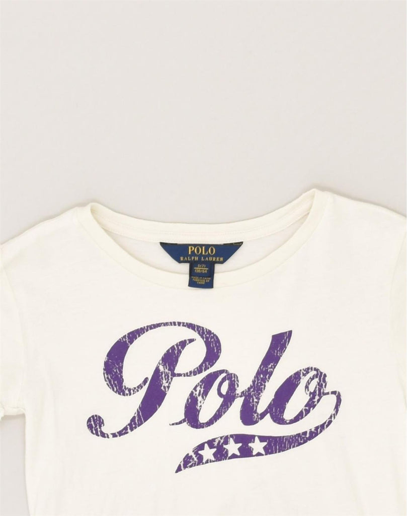 POLO RALPH LAUREN Girls Graphic T-Shirt Top 6-7 Years Small White Cotton | Vintage Polo Ralph Lauren | Thrift | Second-Hand Polo Ralph Lauren | Used Clothing | Messina Hembry 