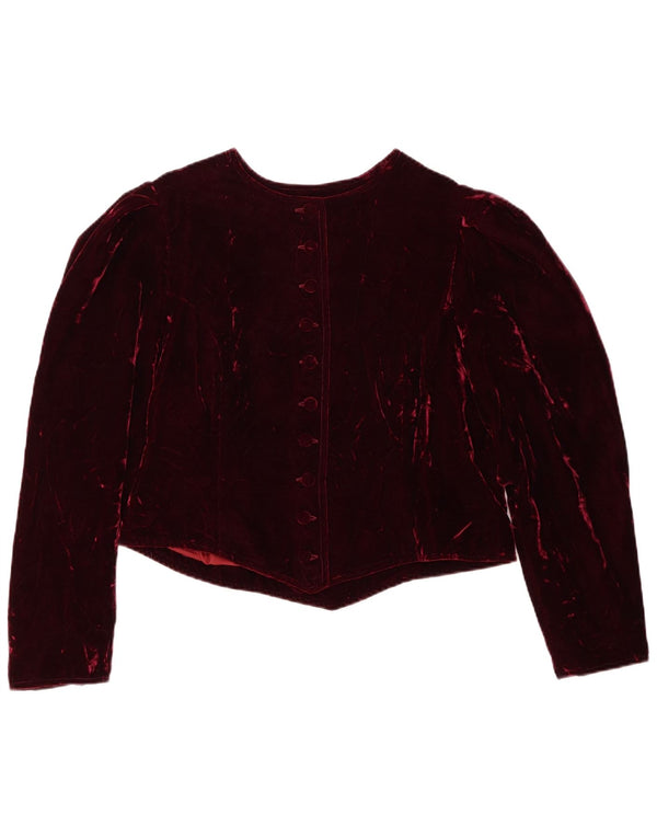 Elle Womens Velvet Bolero Jacket IT 42 Medium Maroon Viscose