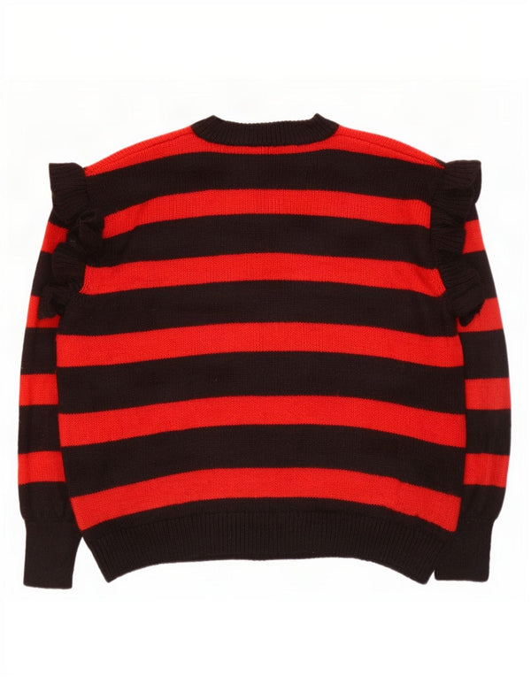 Zara Womens Oversized Boat Neck Jumper Sweater UK 14 Medium Black Striped