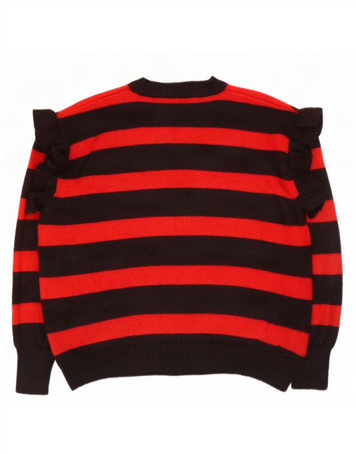 Zara Womens Oversized Boat Neck Jumper Sweater UK 14 Medium Black Striped