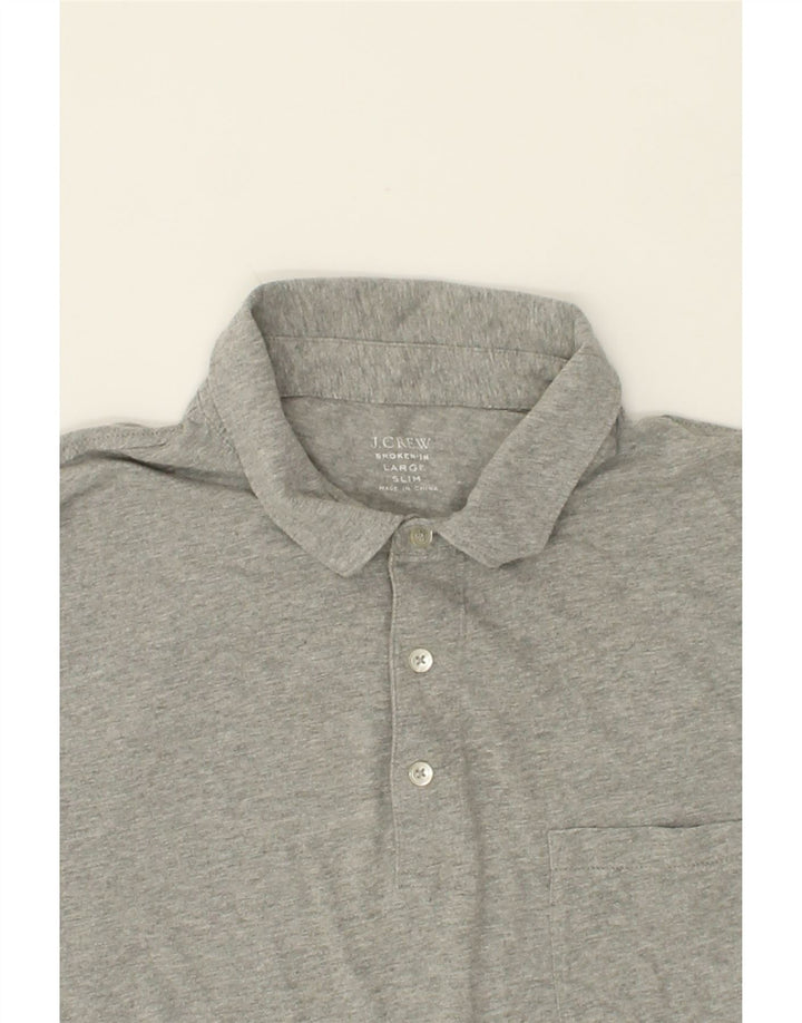 J. CREW Mens Broken In Slim Polo Shirt Large Grey Cotton Vintage J. Crew and Second-Hand J. Crew from Messina Hembry 