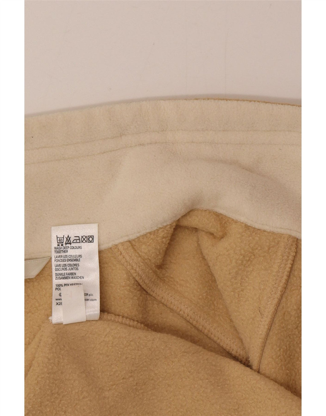 Marks & Spencer Womens Fleece Jacket UK 14 Large Beige Polyester