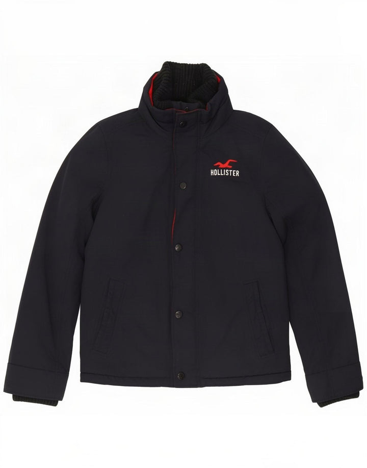 Hollister Mens Windbreaker Jacket UK 38 Medium Navy Blue Nylon