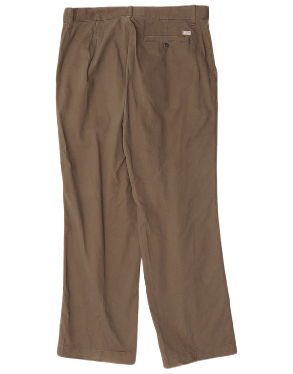 Marks & Spencer Mens Blue Harbour Straight Chino Trousers W34 L29 Brown