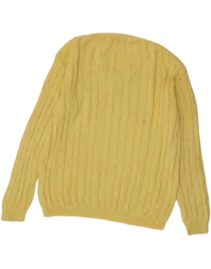 MARRONETTO Mens V-Neck Jumper Sweater Medium Yellow Cotton