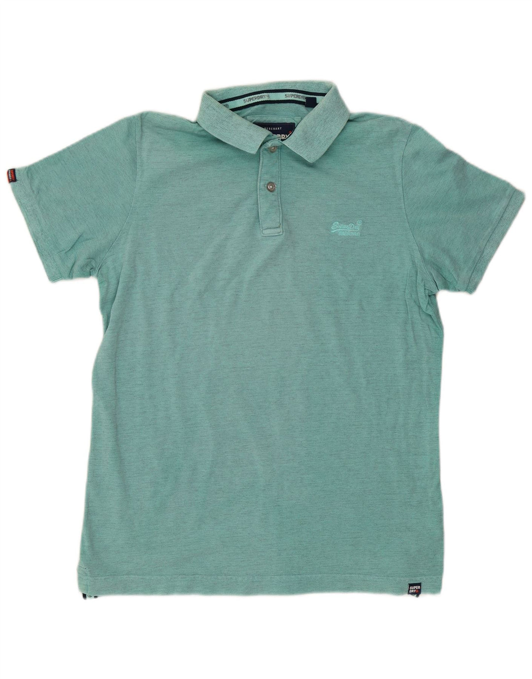 Superdry Mens Polo Shirt 2XL Turquoise Cotton