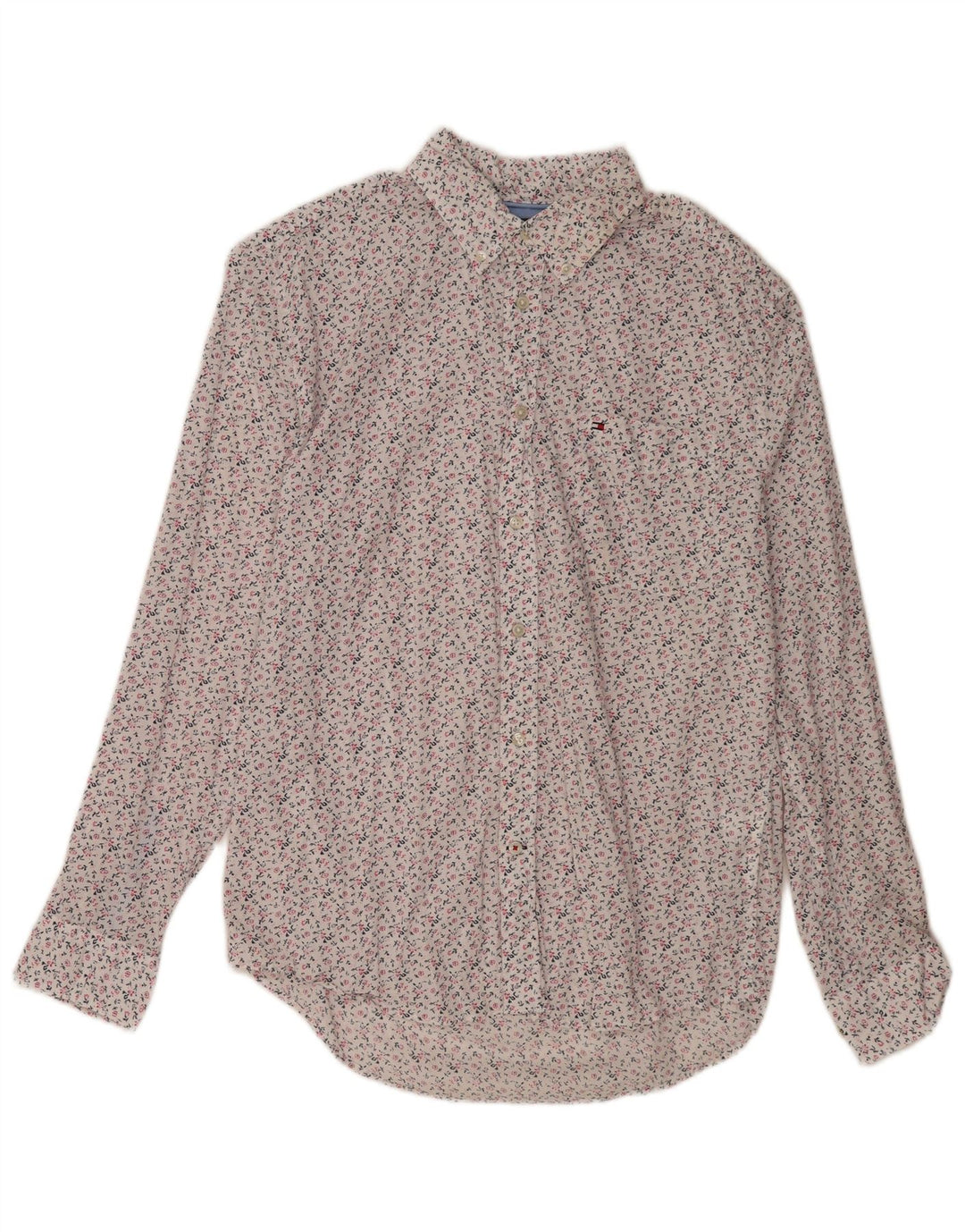 Tommy Hilfiger Mens Shirt Large White Floral Cotton