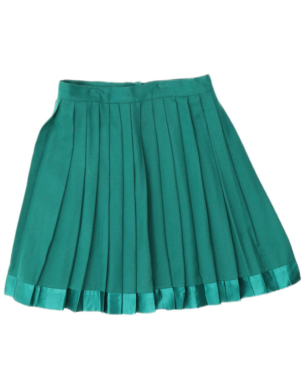 Vintage Womens High Waist Knife Pleated Skirt IT 46 Large W28 Green Wool
