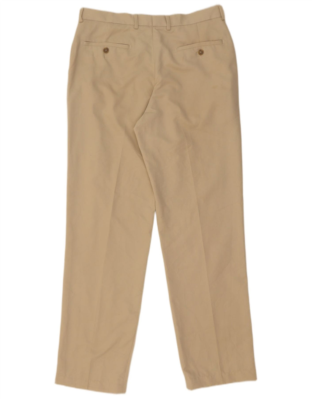 Marks & Spencer Mens Straight Chino Trousers W34 L33 Beige Polyester