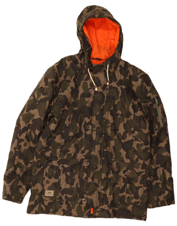 Vans Mens Hooded Windbreaker Jacket UK 52 XL Khaki Camouflage Polyester