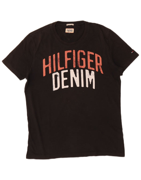 Tommy Hilfiger Mens Graphic T-Shirt Top Large Black Cotton