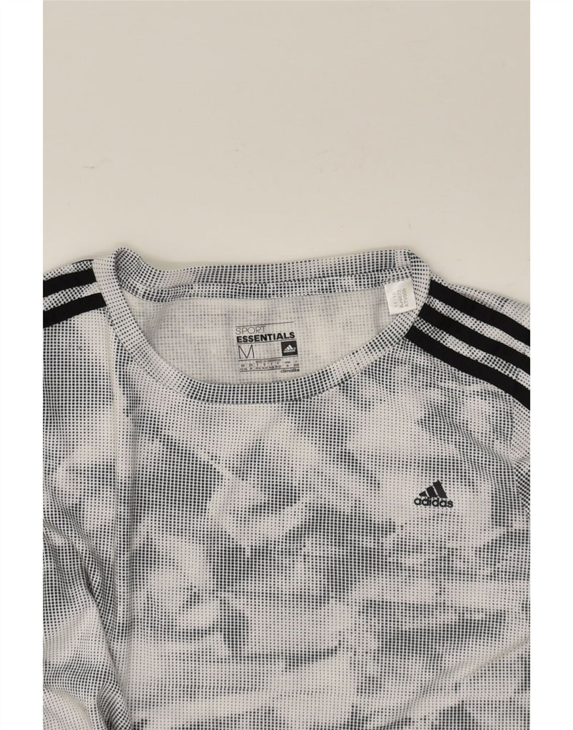 ADIDAS Womens T-Shirt Top UK 12-14  Medium Grey Camouflage Polyester | Vintage Adidas | Thrift | Second-Hand Adidas | Used Clothing | Messina Hembry 