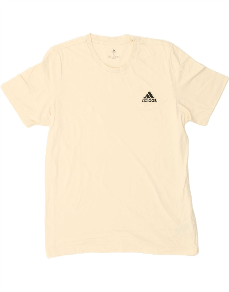 ADIDAS Mens T-Shirt Top Large Beige Cotton | Vintage Adidas | Thrift | Second-Hand Adidas | Used Clothing | Messina Hembry 