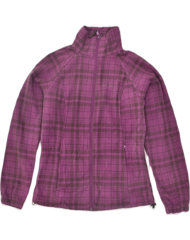 COLUMBIA Womens Fleece Jacket UK 14 Medium Purple Check Polyester | Vintage Columbia | Thrift | Second-Hand Columbia | Used Clothing | Messina Hembry 