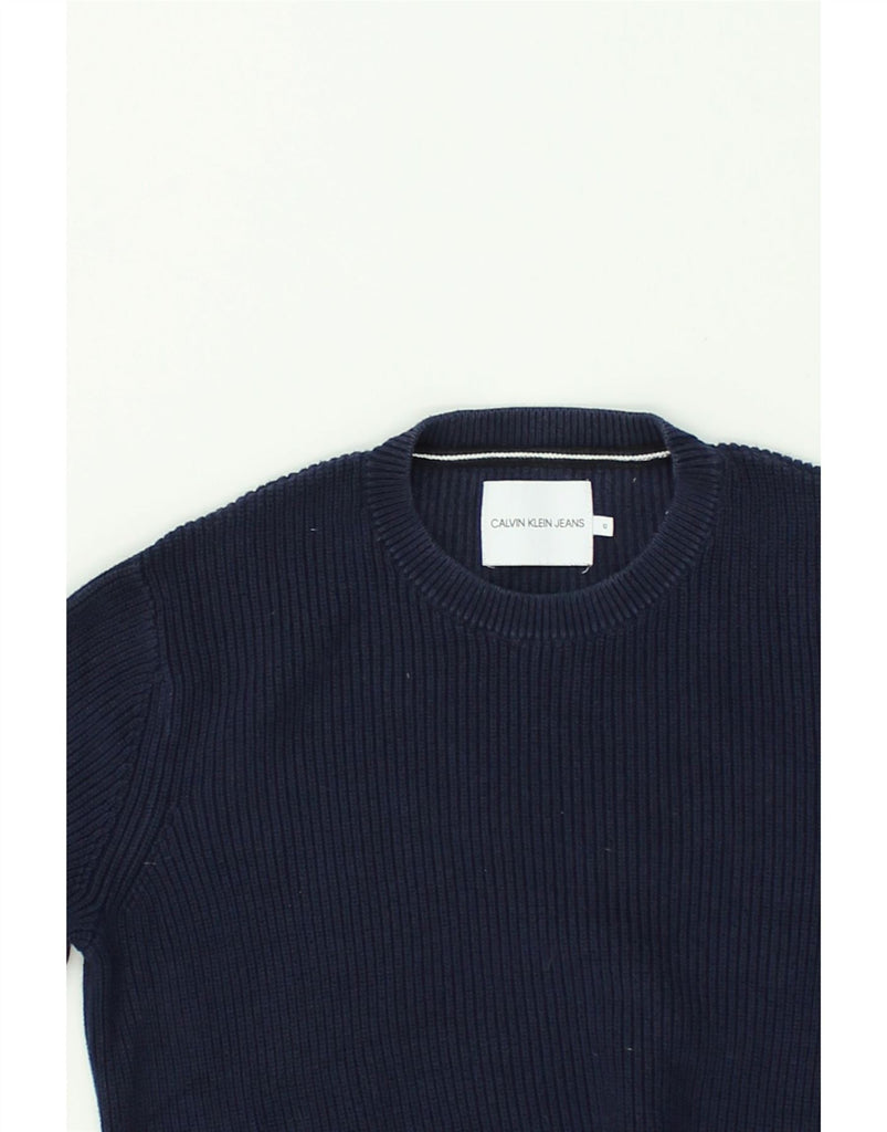 CALVIN KLEIN Boys Crew Neck Jumper Sweater 11-12 Years Navy Blue Cotton | Vintage Calvin Klein | Thrift | Second-Hand Calvin Klein | Used Clothing | Messina Hembry 