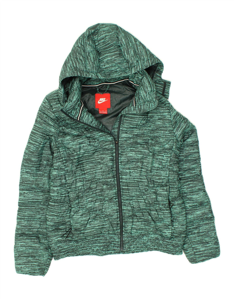 NIKE Womens Hooded Padded Jacket UK 18 XL Green Flecked Polyester Vintage Nike and Second-Hand Nike from Messina Hembry 