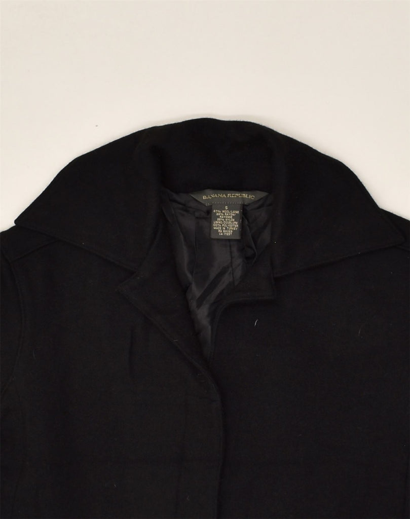 BANANA REPUBLIC Womens Overcoat UK 10 Small Black Wool | Vintage Banana Republic | Thrift | Second-Hand Banana Republic | Used Clothing | Messina Hembry 