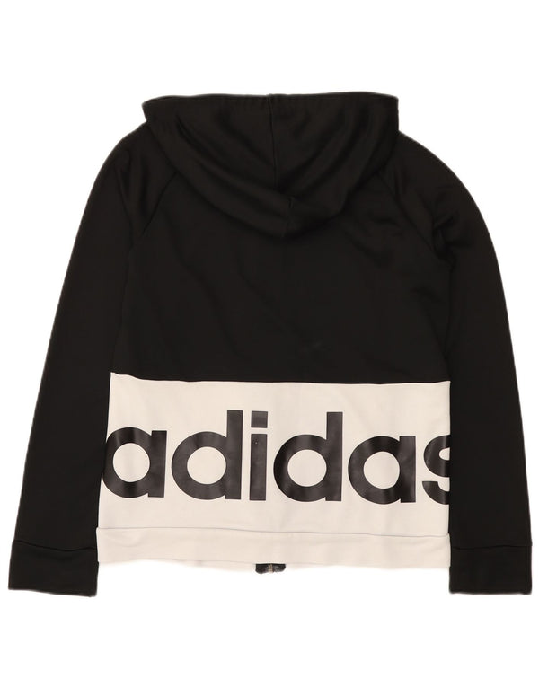 Adidas Womens Graphic Zip Hoodie Sweater UK 16/18 Large Black Colourblock