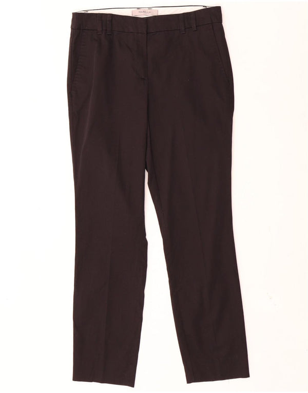 Marella Womens Slim Chino Trousers UK 10 Small W28 L26 Black Cotton