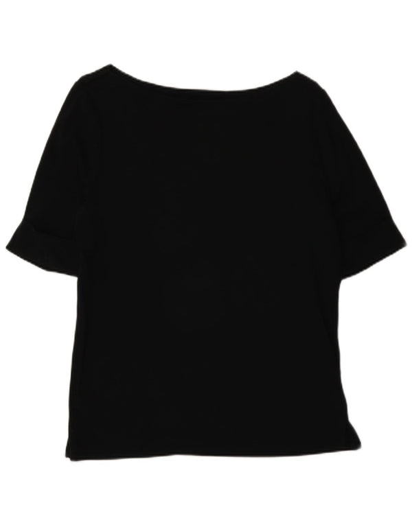 Ralph Lauren Womens Blouse Top UK 16 Large Black Cotton