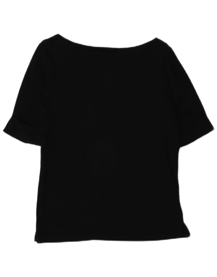 Ralph Lauren Womens Blouse Top UK 16 Large Black Cotton