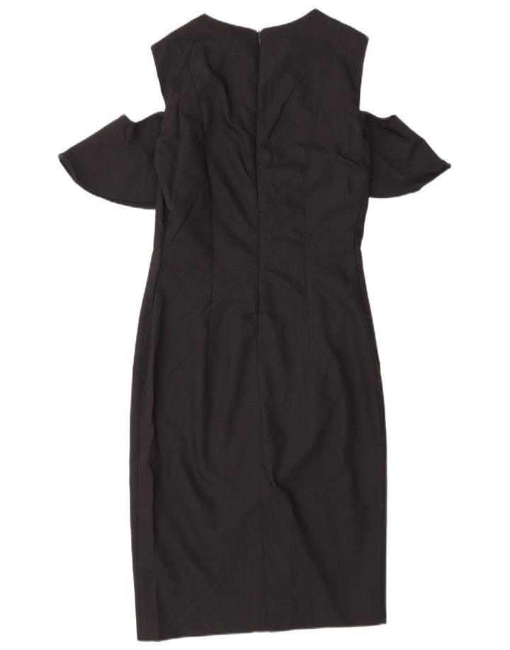 Zara Womens Off Shoulder Sheath Dress UK 12 Medium Black Cotton