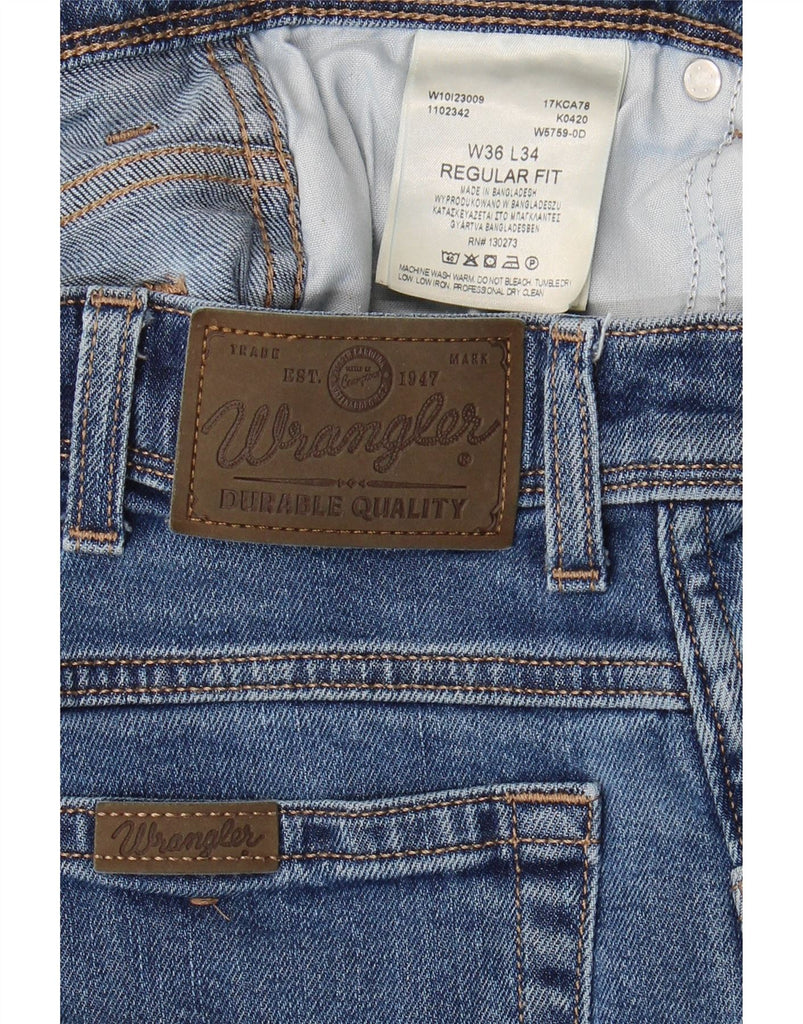 WRANGLER Mens Regular Fit Straight Jeans W36 L34 Blue Cotton Vintage Wrangler and Second-Hand Wrangler from Messina Hembry 