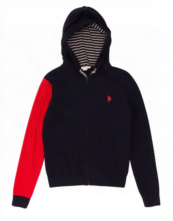 U.S. Polo Assn. Girls Cardigan Sweater 13-14 Years Navy Blue Colourblock