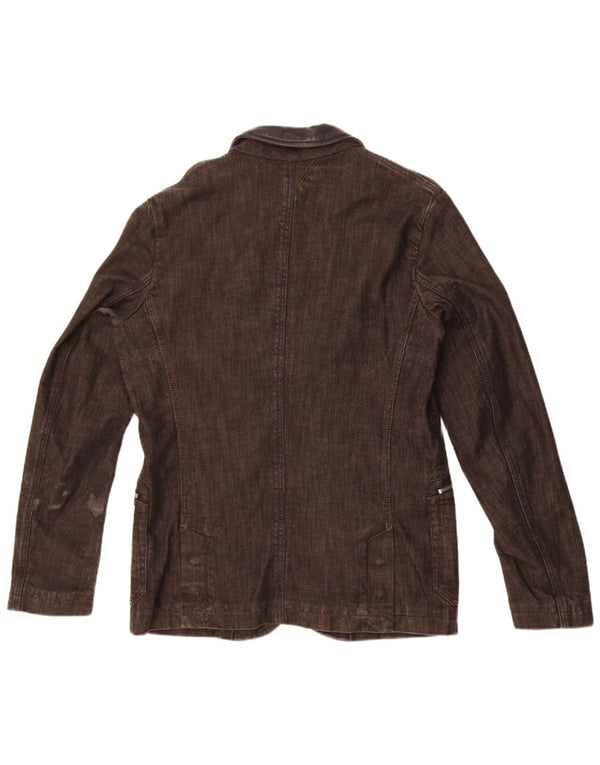 Diesel Mens 3 Button Denim Blazer Jacket UK 38 Medium Black Flecked Cotton