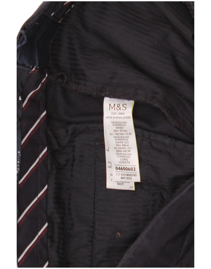 Marks & Spencer Mens Blue Harbour Slim Chino Trousers W38 L33 Navy Blue