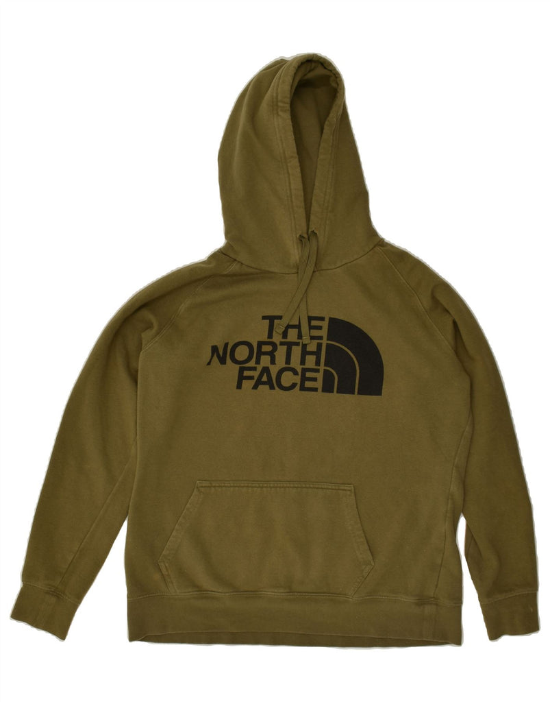 THE NORTH FACE Womens Graphic Hoodie Jumper UK 16 Large Khaki Cotton | Vintage The North Face | Thrift | Second-Hand The North Face | Used Clothing | Messina Hembry 