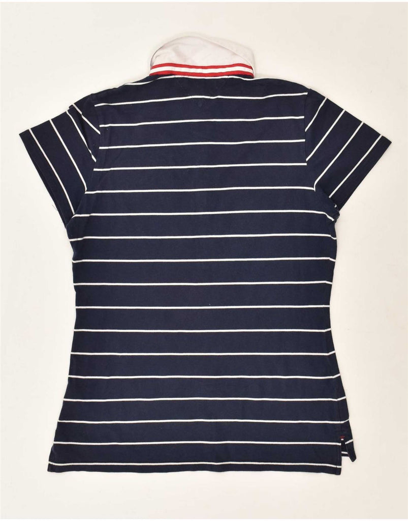 TOMMY HILFIGER Womens Graphic Polo Shirt UK 18 XL Navy Blue Striped Cotton Vintage Tommy Hilfiger and Second-Hand Tommy Hilfiger from Messina Hembry 