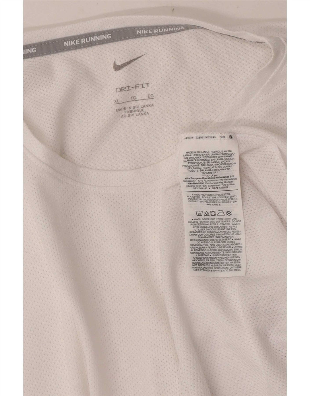 Nike Mens Dri Fit T-Shirt Top XL White Polyester