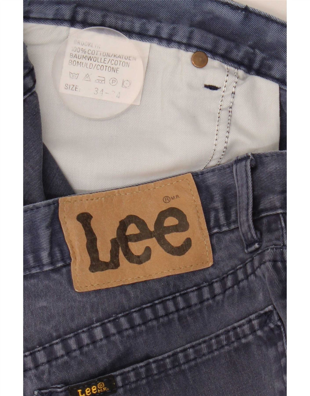 Lee Mens Brooklyn Straight Jeans W34 L34 Navy Blue Cotton