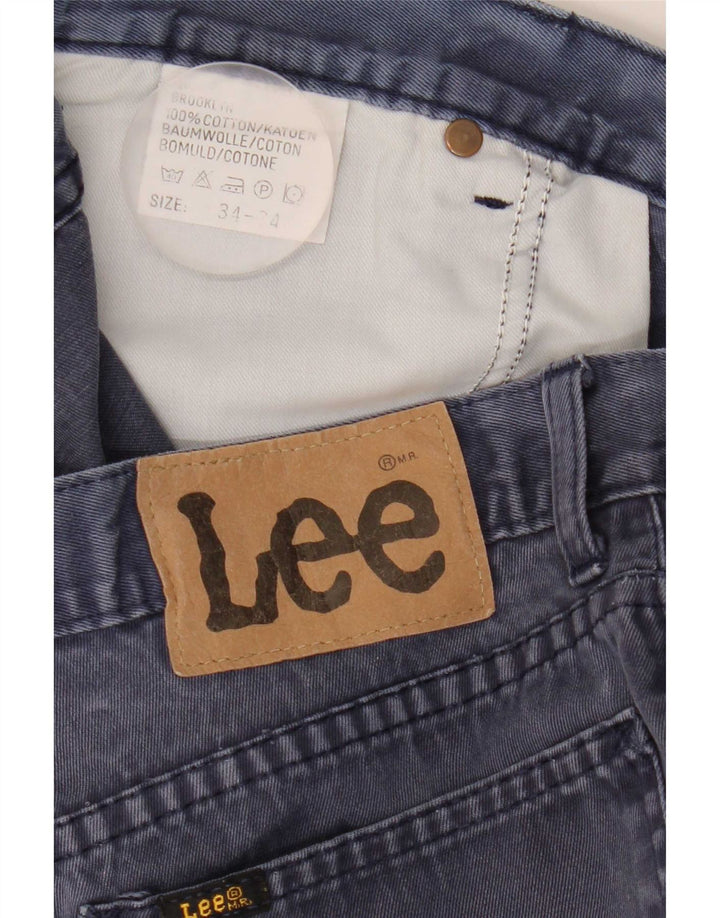 Lee Mens Brooklyn Straight Jeans W34 L34 Navy Blue Cotton