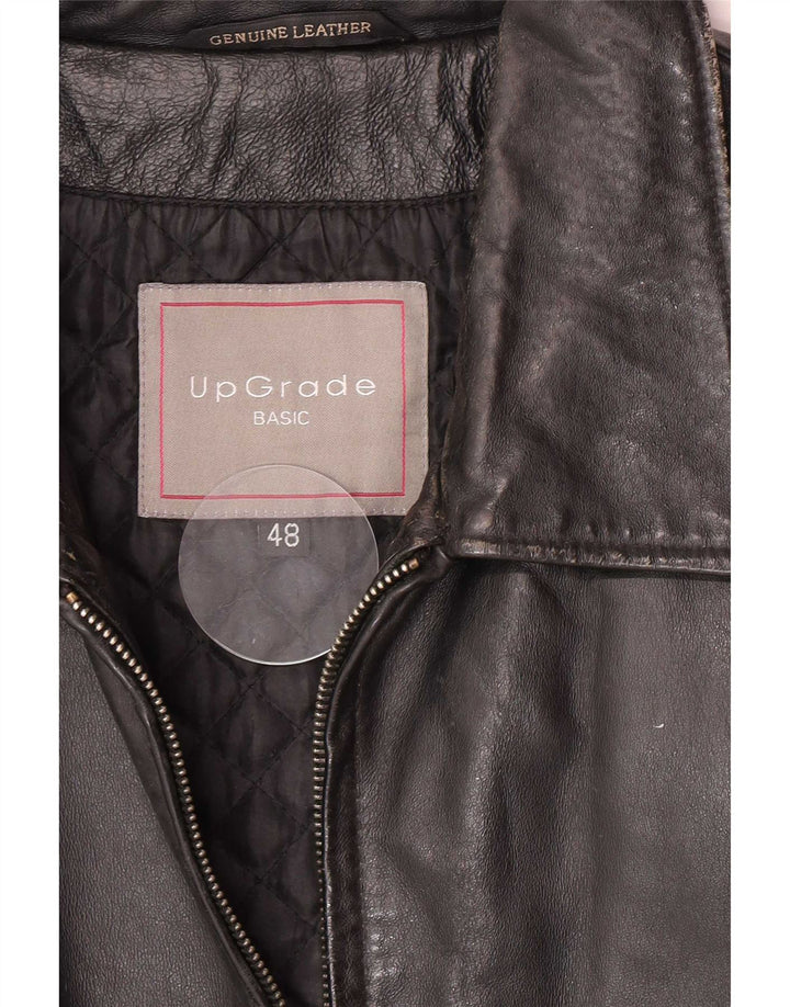 Vintage Mens Leather Jacket IT 48 Medium Black