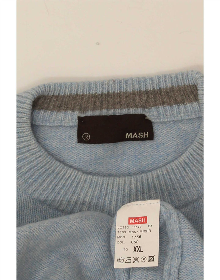 Mash Mens Crew Neck Jumper Sweater 2XL Blue Wool