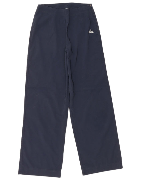 Adidas Womens High Waist Wide Leg Trousers UK 10 Small W28 L30 Navy Blue