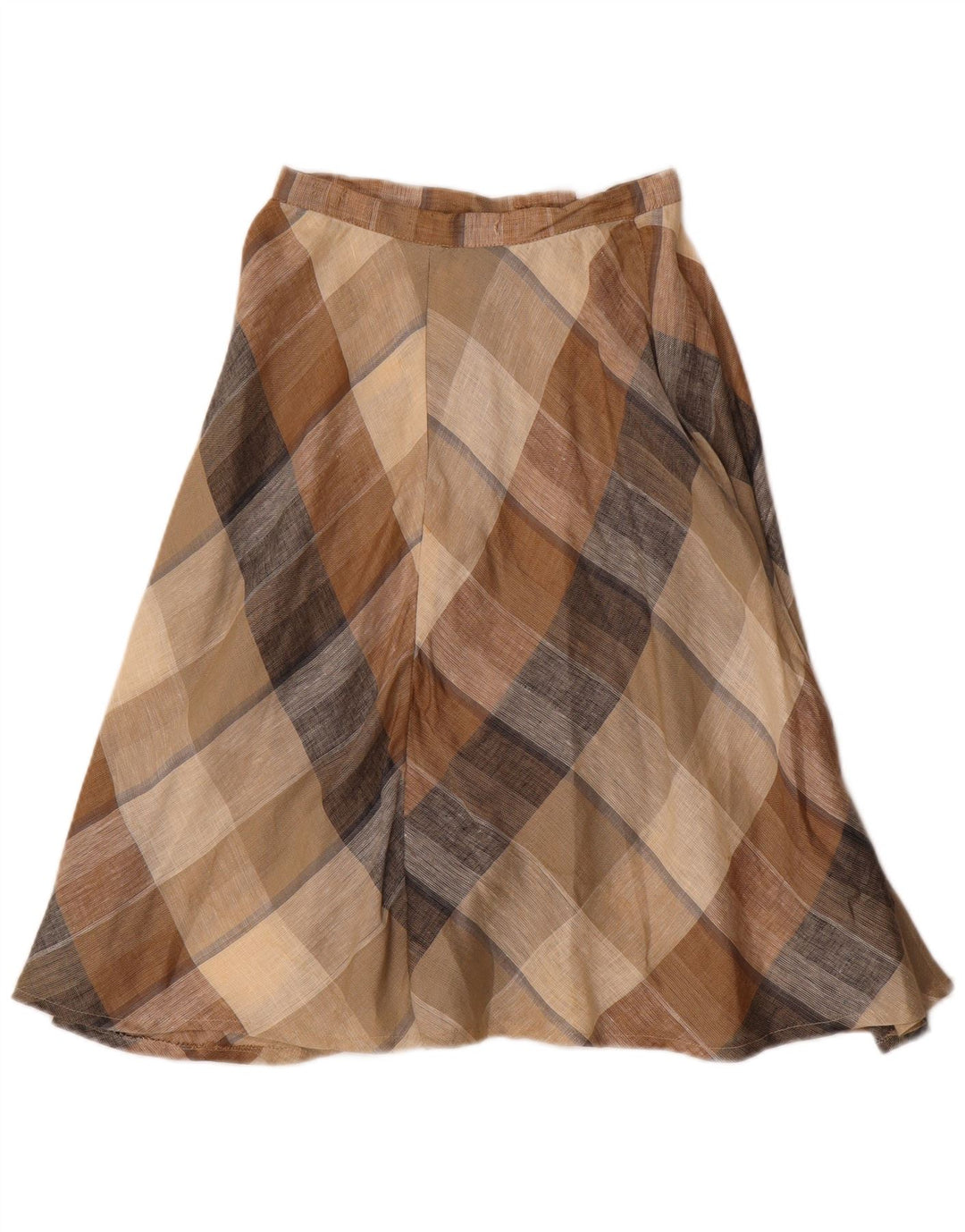 Vintage Womens A-Line Skirt W24 XS Brown Check