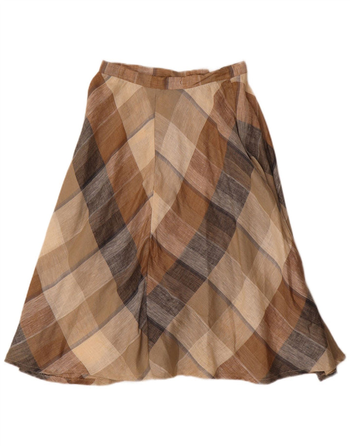 Vintage Womens A-Line Skirt W24 XS Brown Check