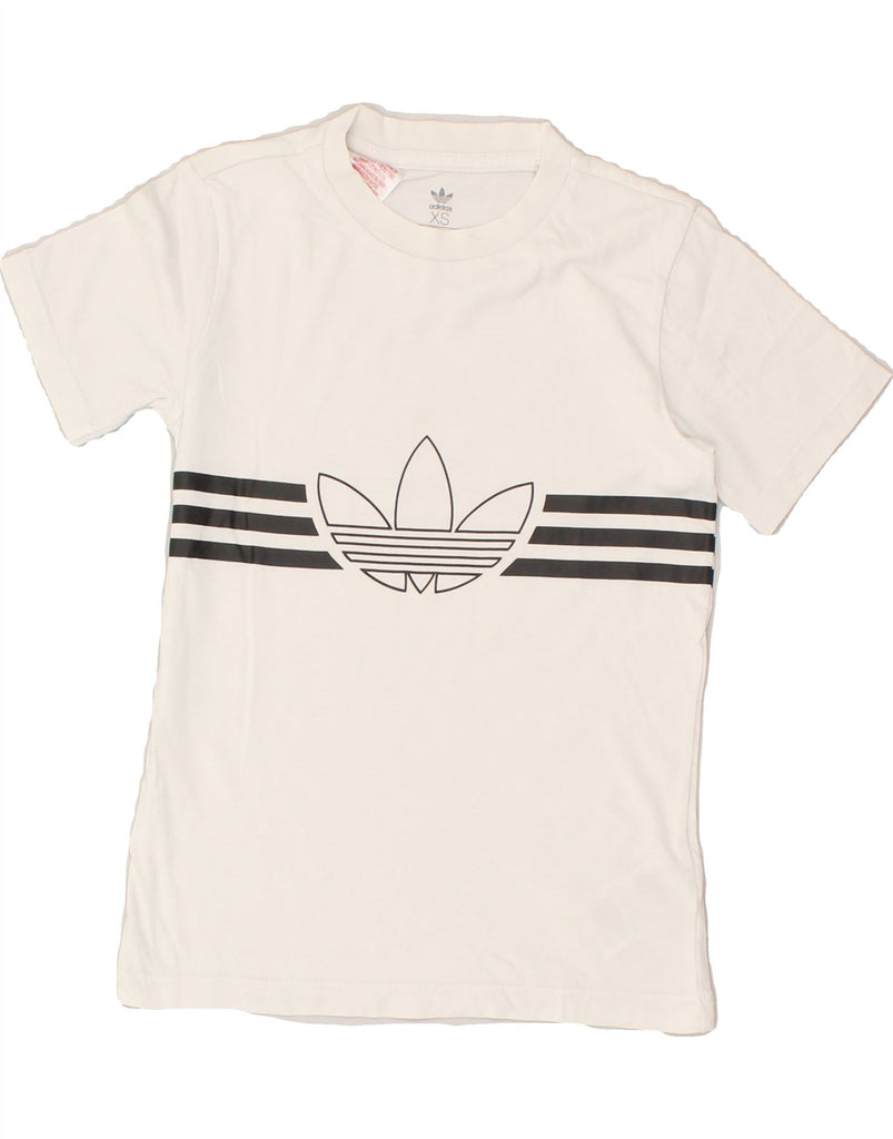 ADIDAS Boys Graphic T-Shirt Top 7-8 Years XS White Cotton | Vintage Adidas | Thrift | Second-Hand Adidas | Used Clothing | Messina Hembry 