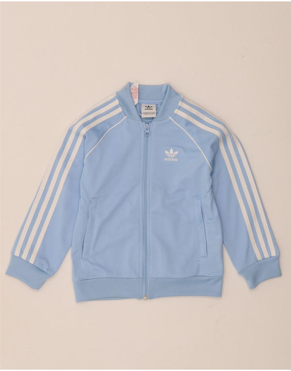 Adidas Boys Tracksuit Top Jacket 5-6 Years Blue Polyester